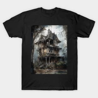 Gothic Futurism House in the Old Ancient Woods T-Shirt